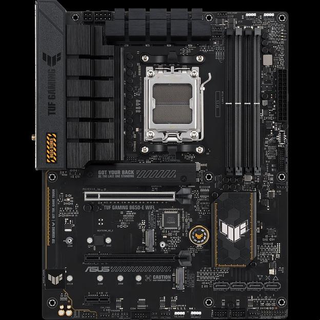 ASUS TUF GAMING B650-E WIFI (Socket AM5, ATX, 4xDDR5(192GB), DP/HDMI, 2xPCIe 4.0x16/1xPCIe 4.0, 1xLAN (2.5GbE), Wi-Fi, BT, 4xSATA 6Gb/s, 3xM.2, 1xType-C, 4xUSB 3.2, 3xUSB 2.0) фото 1