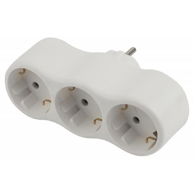 ЭРА Б0053479 Разветвитель электрический SPx-3e-W на 3 розетки с заземлением 16А белый фото 1