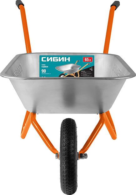 СИБИН СТ-11, 65 л, 90 кг, одноколесная, пневматические колеса, садовая тачка (39908) фото 3