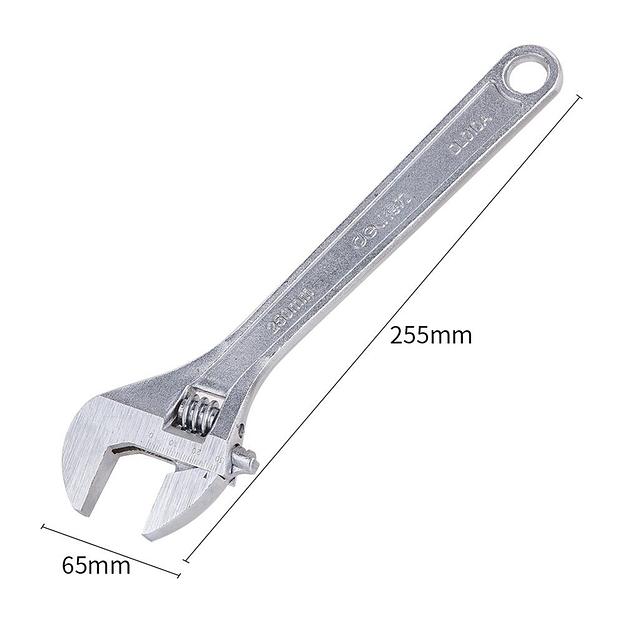 Ключи Deli Разводной ключ Deli DL010A 250мм, диапазон регулировки 0-30мм, инструментальная сталь, хромированная отделка фото 3