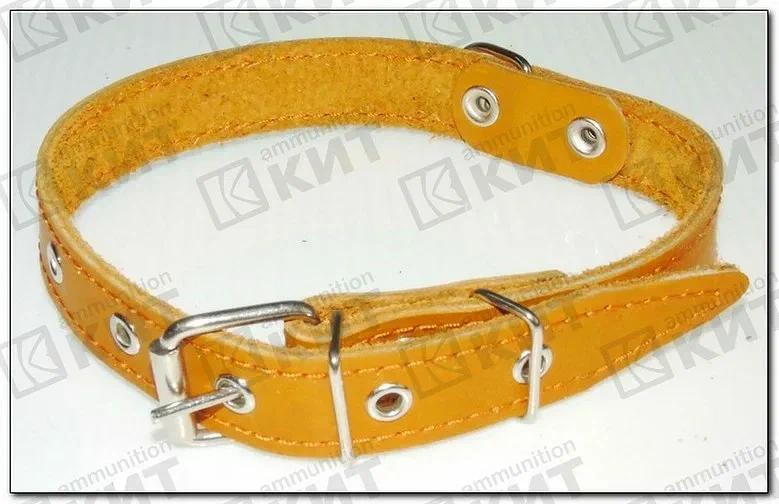 Ошейник №20, однослойный, натуральная кожа на синтепоне с выносным кольцом ОПТ  фото 1