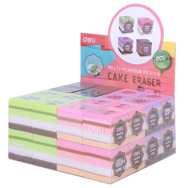 Ластик Deli EH302 прямоугольный 35x35x35мм ассорти индивидуальная картонная упаковка фото 4