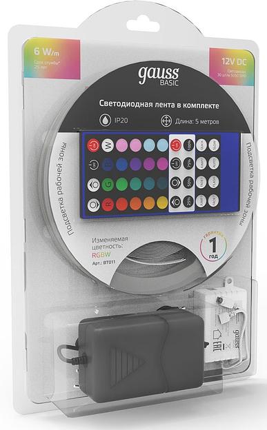 Лента светодиод. Gauss Basic 5м (BT011) фото 3