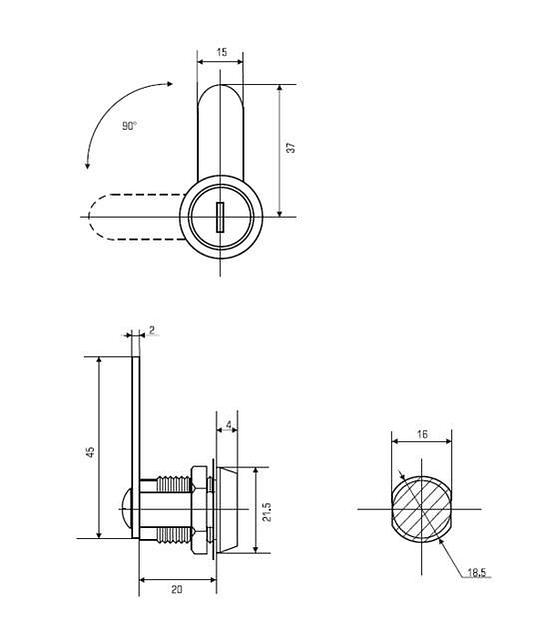 Почтовый замок EU 20 мм 90° фото 2