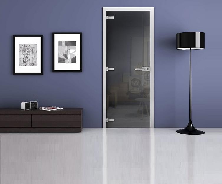 Стеклянная межкомнатная дверь с тонированным полотном 2000х600 графит опт фото 1