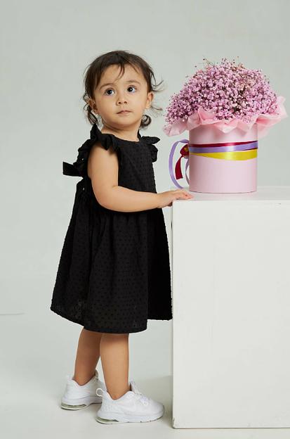 Платье для девочки с бантом цвет черный ОПТ фото 2