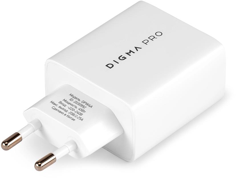 Сетевое зар./устр. Digma Pro DPW4A 45W 3A (PD+QC) USB-C/USB-A универсальное белый (DPW4A5GX11WH) фото 10