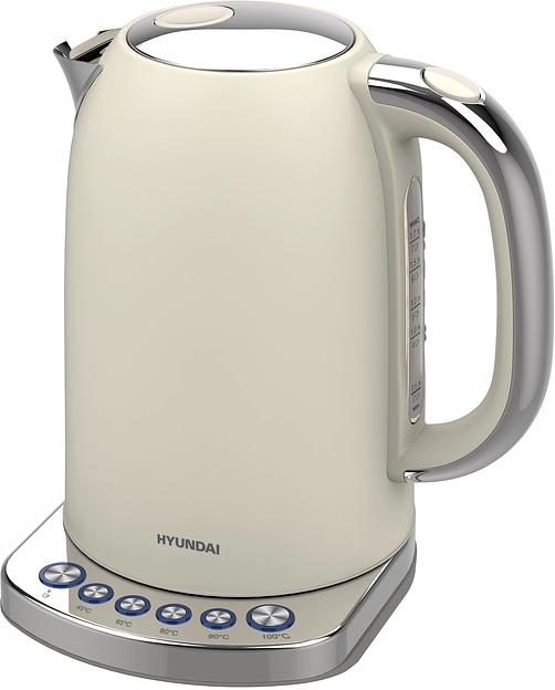 Чайник электрический Hyundai HYK-S5600 1.7л. 2200Вт кремовый/серебристый корпус: металл фото 1