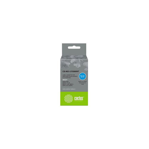 Картридж Cactus CS-M21-375595WT, 9.5мм, черный шрифт, белый фон, 6.4м ( CS-M21-375595WT фото 1