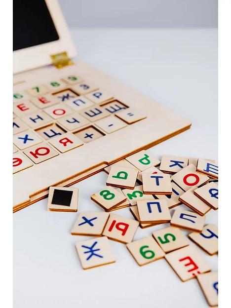 Деревянный ноутбук «Учим буквы и цифры» Art Plywood голубой, опт фото 5