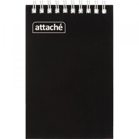 Блокнот на спирали А6, 60л., клетка, черный, Attache фото 1