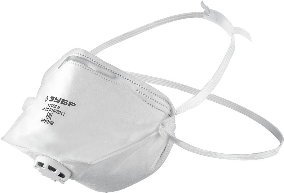 ЗУБР класс защиты FFP2, плоская, фильтрующая полумаска с клапаном выдоха (11166-2) фото 1