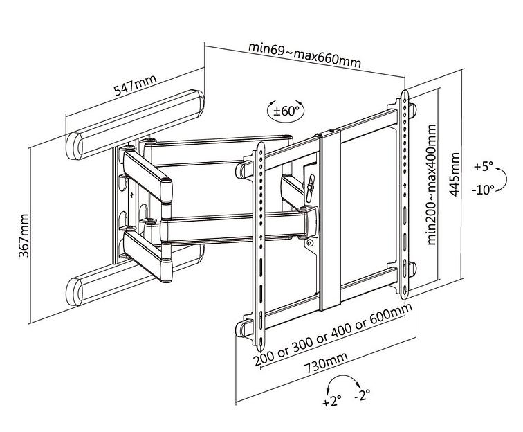 Кронштейн настенный выдвижной Exell EXi-X9064 фото 7