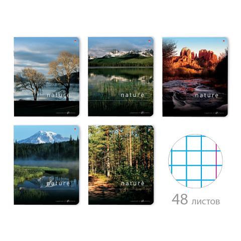 Тетрадь общая на скобе А5, 48л., клетка, Природа, Альт 7-48-028 фото 1