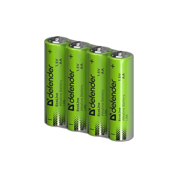 Defender Батарейка алкалиновая LR6-4S АА, шринк, 4 шт., EcoLine фото 1