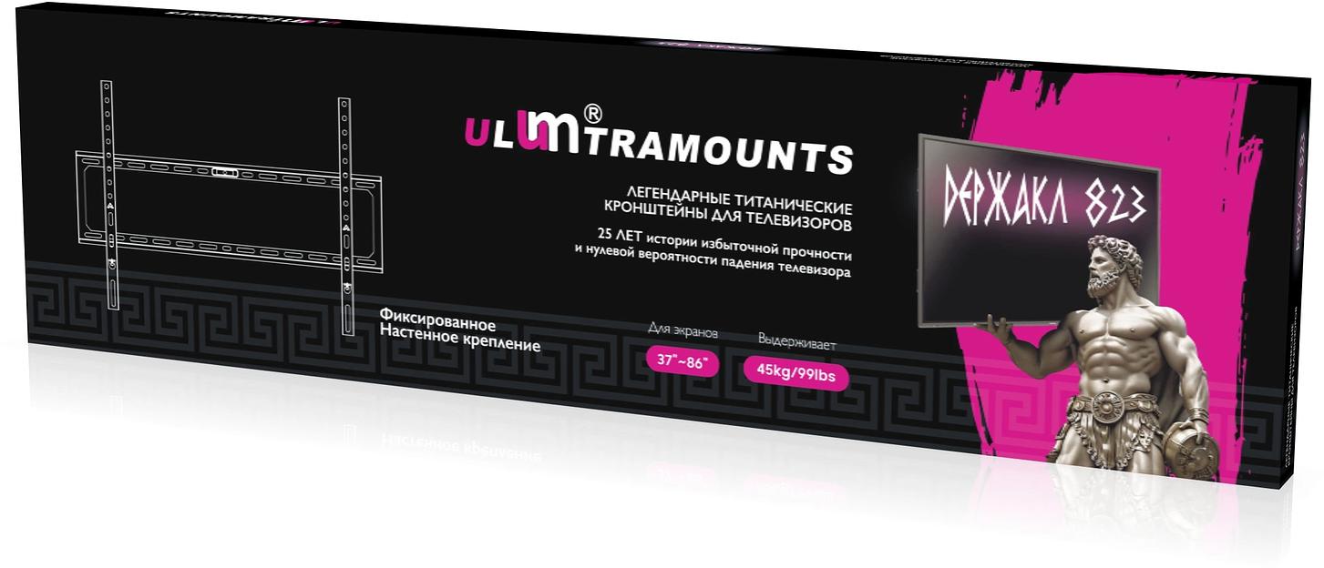 Кронштейн для телевизора Ultramounts UM823 черный 37"-86" макс.45кг настенный фиксированный фото 4