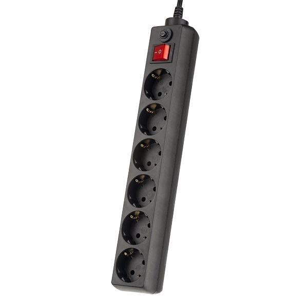 Perfeo Сетевой фильтр "POWER+",PF_A4674 (5,0м, 6 розеток, черный (PF-PP-6/5,0-B)) фото 1