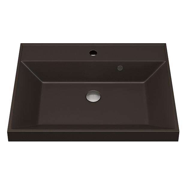 Раковина кварцевая для ванной комнаты Uperwood Classic Quartz 60 см, коричневая матовая, трюфель фото 5