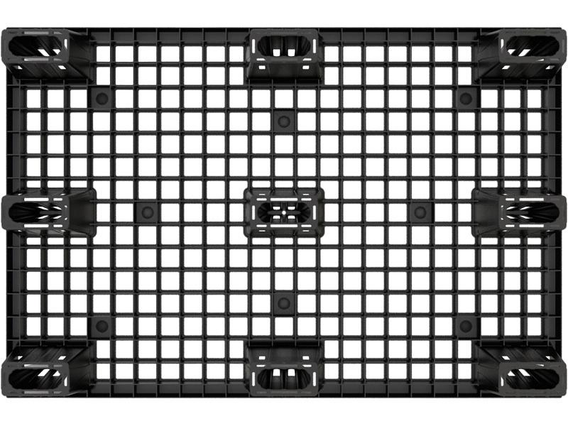 Паллет 1200х800х140 перфорированный, вкладываемый, на ножках чёрный фото 2