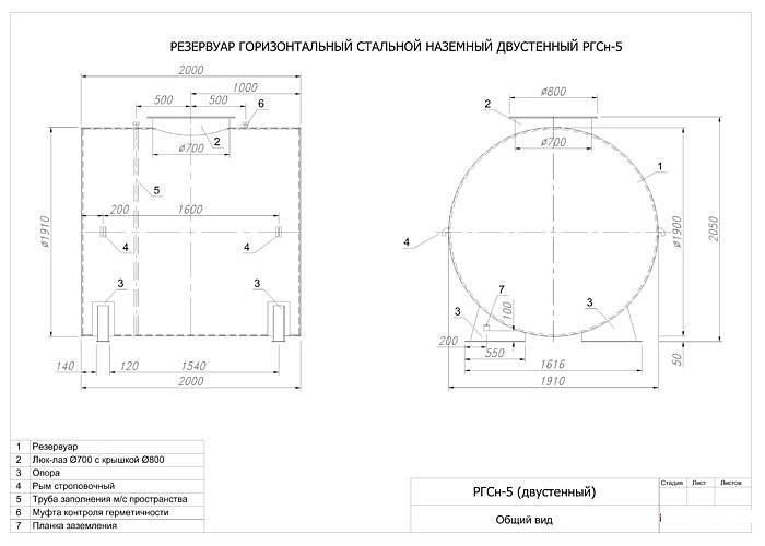 Резервуар горизонтальный стальной РГСн-5 фото 3