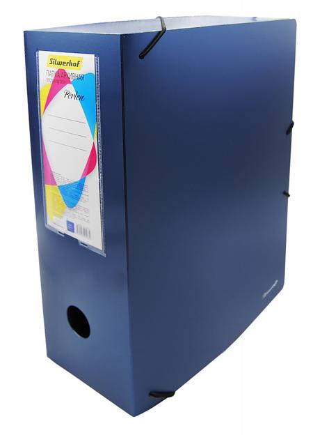 Папка архивная на резинке Silwerhof Perlen 311916-74 полипропилен 1мм корешок 120мм A4 синий металлик фото 1