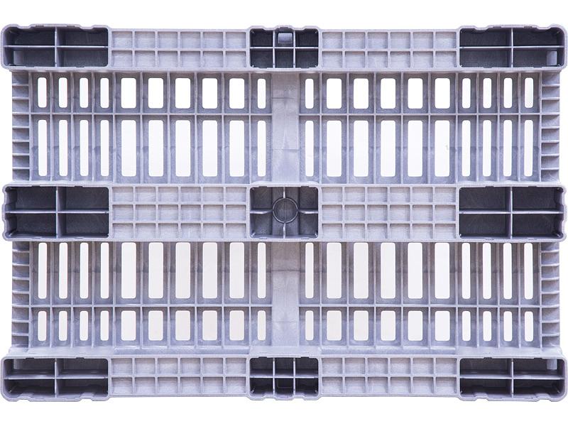 Паллет 1200х800х150 перфорированный (версия 2), на 3-х полозьях серый фото 2