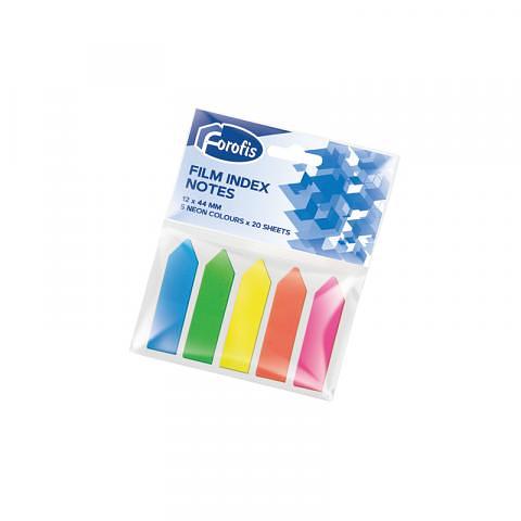 Набор клеевых закладок 12х44мм, 5цв.х 20шт, стрелка, пластиковые, Forofis фото 1