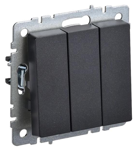 Выключатель IEK Brite ВС10-3-0-БрЧ скрыт. 3кл. черный (упак.:1шт) (BR-V30-0-10-K02) фото 1