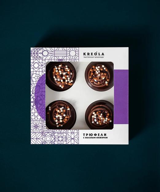 Конфеты Kreola «Трюфель инжир» в тёмном шоколаде ручной работы 4 шт, 85 ± 5 г, опт фото 5