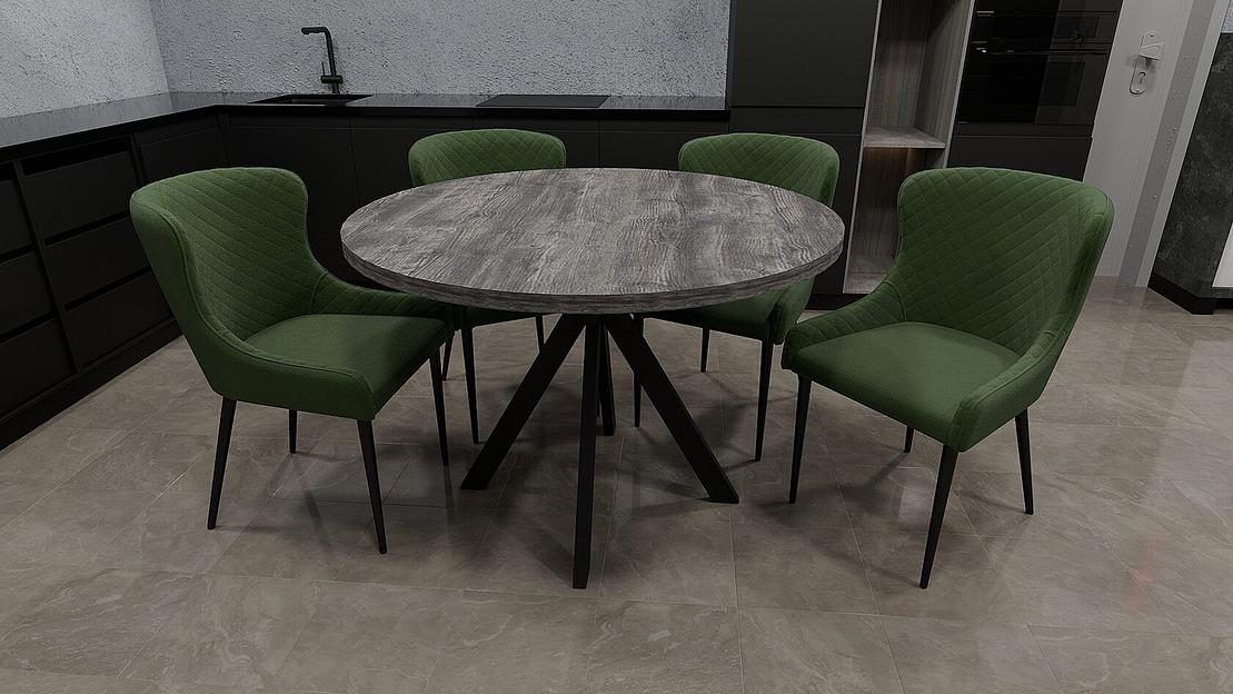 Стол Сохо 110(+35)×110×77 см чёрный металл, сосна пасадена фото 1