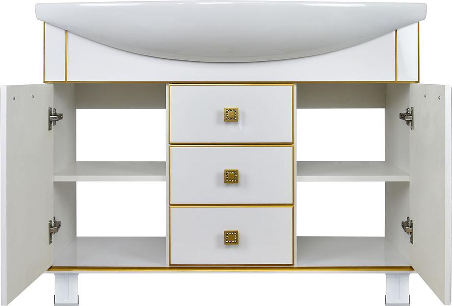Тумба Аттика 105 DORATIZ 9912.325, белая патина золото, под умывальник фото 3