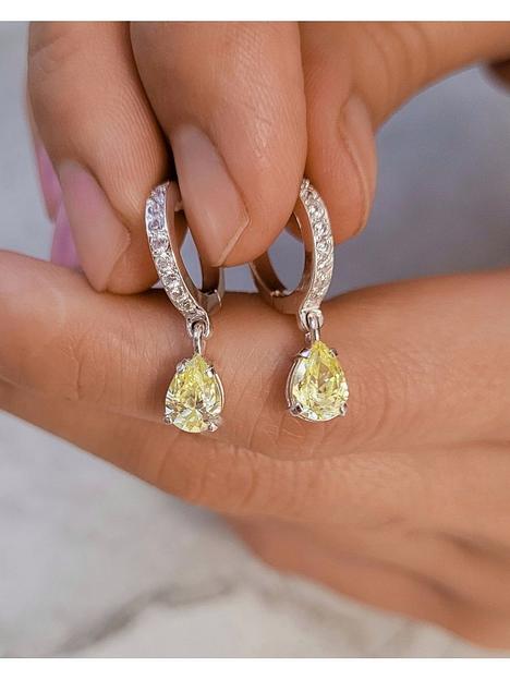 Серьги серебряные с желтым фианитом фото 2