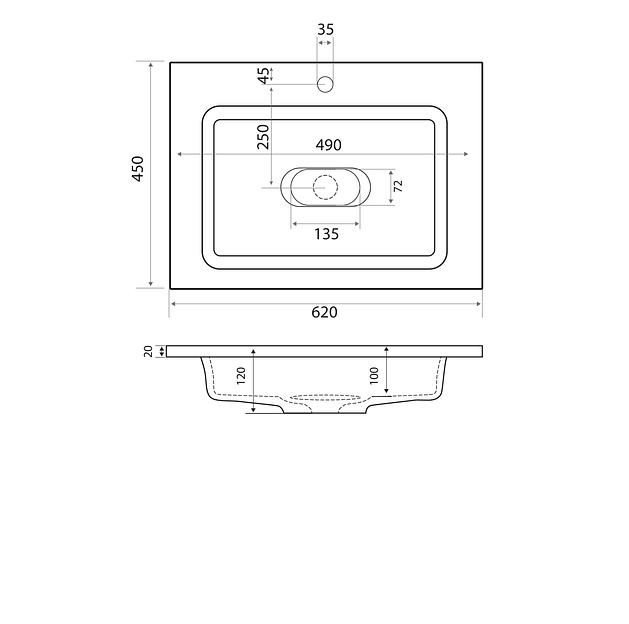 Раковина для ванной полувстраиваемая Uperwood Modul 65 см, белая глянцевая фото 8