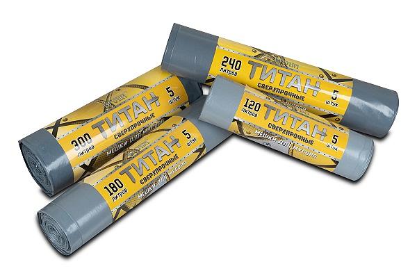 Мешки для мусора ПВД «ТИТАН» 180л/5шт ОПТ фото 2