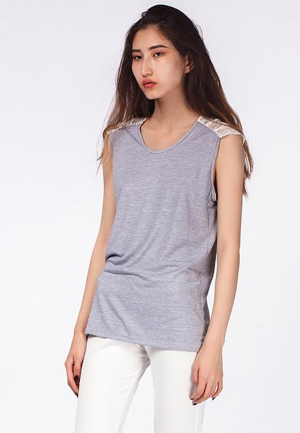 Топ-майка Crystal Travel «Scollo a v pizzo grigio» ОПТ фото 3
