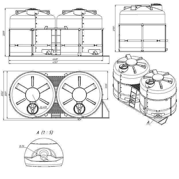Кассета 13 м³ TRF полный слив СБ для СЗР/воды фото 2
