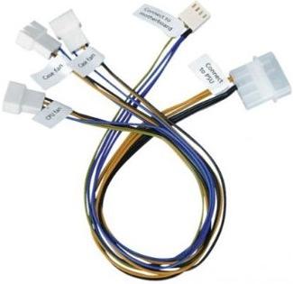 Procase CBL-1TO3-PWM Кабель разветвитель на 3 PWM вентилятора, 450 мм (3*4pin to fan + 1*Molex to PSU + 1*4pin to MB) фото 1