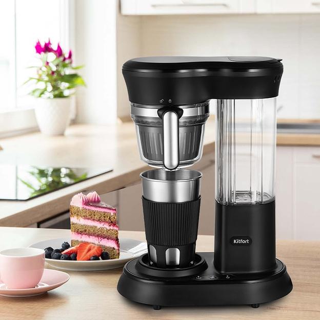 Кофемашина Kitfort КТ-7141 600Вт черный/нержавеющая сталь фото 2