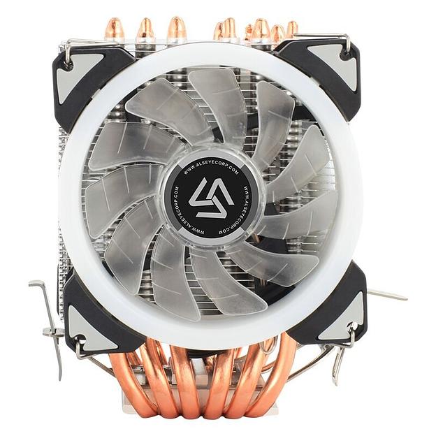 Кулер для процессора Alseye GH906, х3x92мммм, 700~2000rpm, 4-pin, Al+Cu, серебристый/RGB, 38CFM, 21дБ, 6-PIPE, INTEL 1200/115x/2011/2066/1366, AMD AM5/AM4 (AS.01.06.0001) фото 5