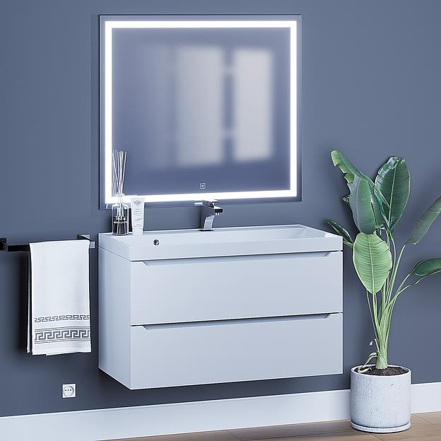 Тумба под раковину для ванной Uperwood Tanos 90 см, подвесная, белая матовая фото 5