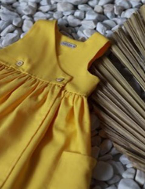 Сарафан на запах изо льна желтый ОПТ фото 1