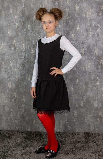 Школьный сарафан Энди для девочек, чёрный, 5-932_1, опт фото 2