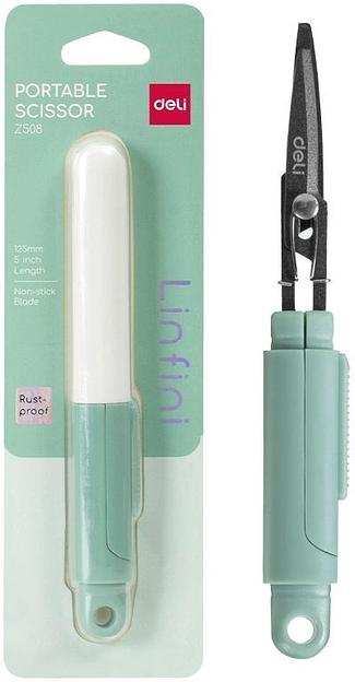 Ножницы Deli EZ508GREEN EZ508 Linfini портативные 125мм ручки пластиковые сталь зеленый блистер фото 1
