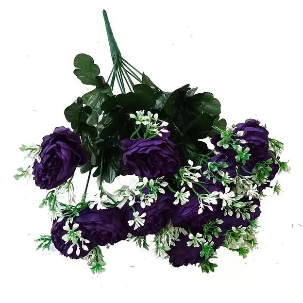 Букет с 12 пионовидными розами (зел.-бел. добавки) 48см фото 1