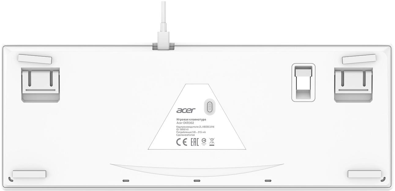 Клавиатура Acer OKR302 механическая белый USB беспроводная BT/Radio for gamer для ноутбука LED (ZL.KBDEE.016) фото 2