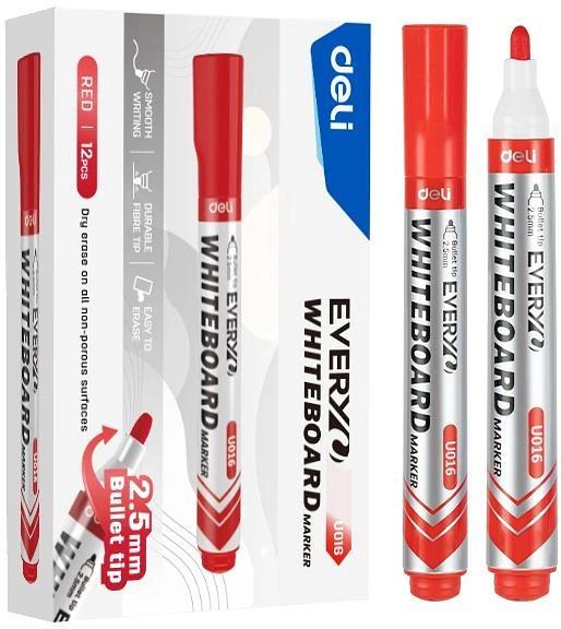 Маркер для досок Deli EU016-RD Everyu пулевидный пиш. наконечник 2.5мм заправляемый красный фото 1