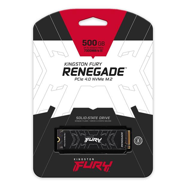 SSD Kingston FURY Renegade 500Гб, M.2 2280, NVMe, Retail, TLC, PCIe4.0, Чтение:7300мб/с, Запись:3900мб/с, радиатор, совместимость с PS5 (SFYRS/500G) фото 3