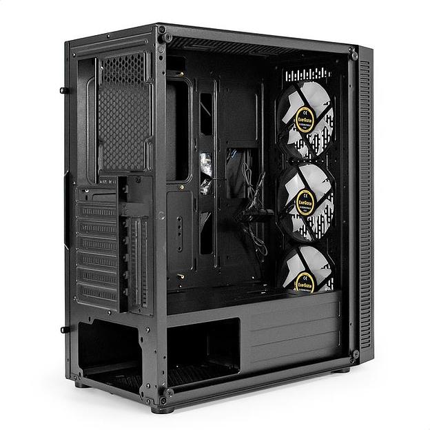 Exegate EX295766RUS Корпус Miditower ExeGate EVO-5001A (ATX, без БП, 2*USB+1*USB3.0+HD Audio, черный, 3 вент.12см с RGB подсветкой, боковая панель - закаленное стекло) фото 5