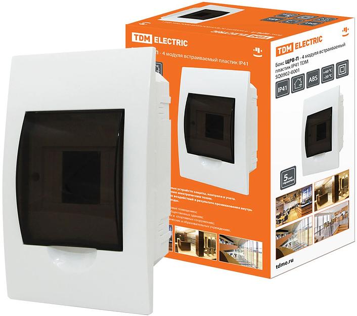 Бокс ЩРВ-П-4 модуля встраиваемый пластик IP41 TDM фото 1
