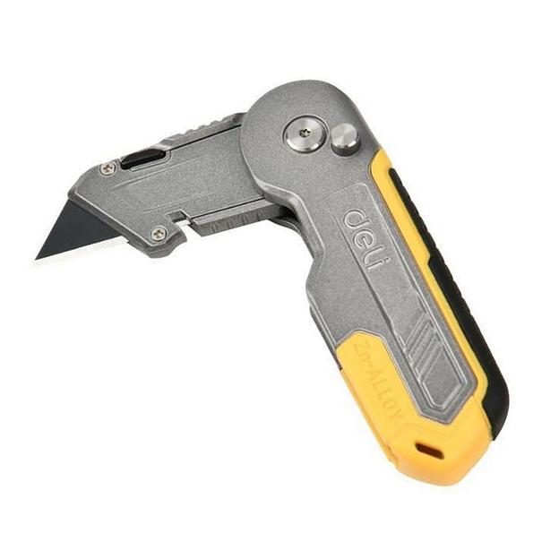 Нож Deli Строительный складной нож с Т-образным лезвием Deli DL007Z в комплекте 6 лезвий, сталь SK2, рукоятка из цинкового сплава фото 1